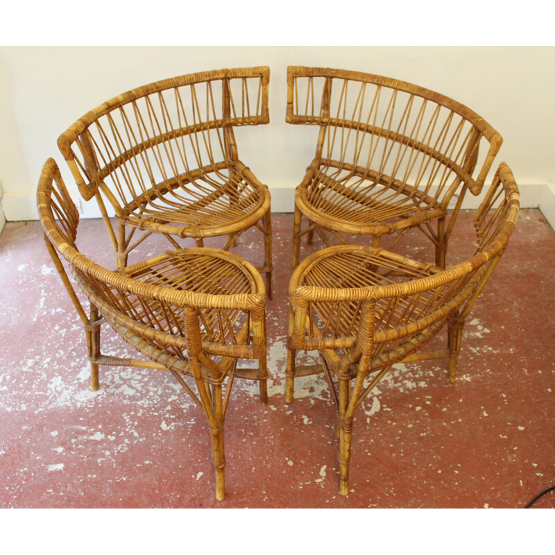 French vintage rattan chairs - 1950s