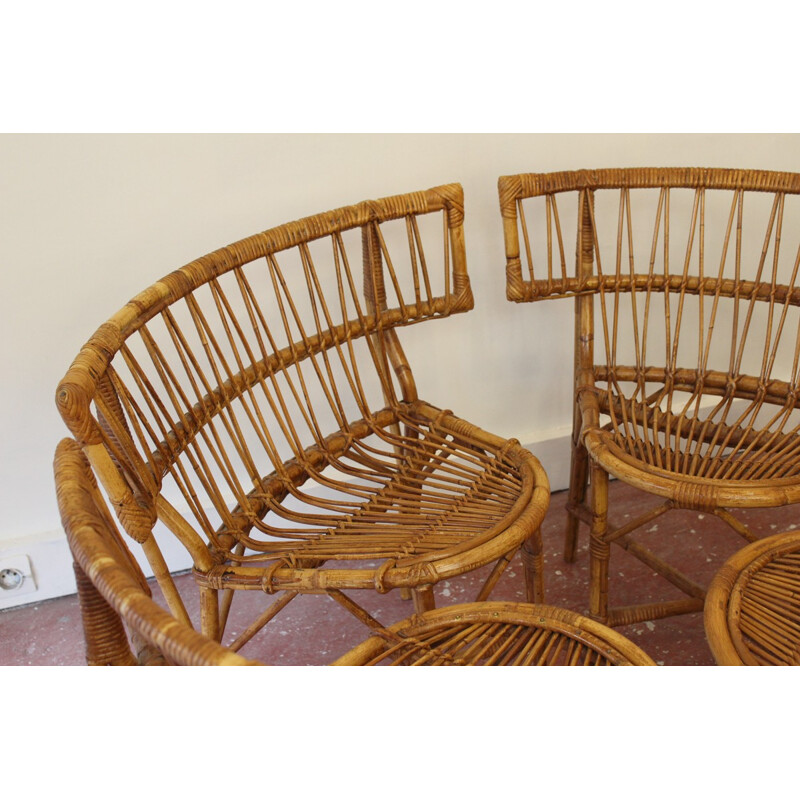 French vintage rattan chairs - 1950s