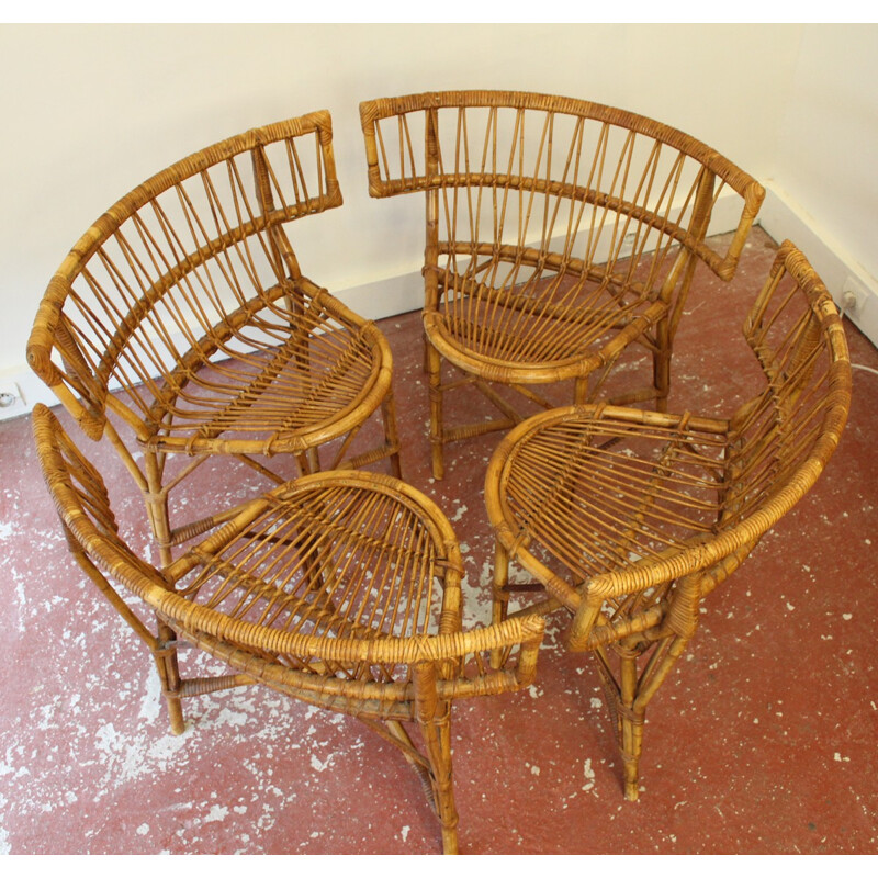 French vintage rattan chairs - 1950s