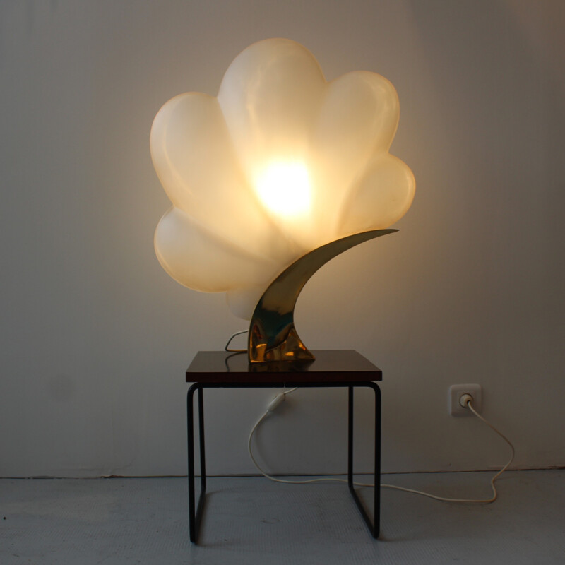 Vintage white lamp in bronze - 1970s