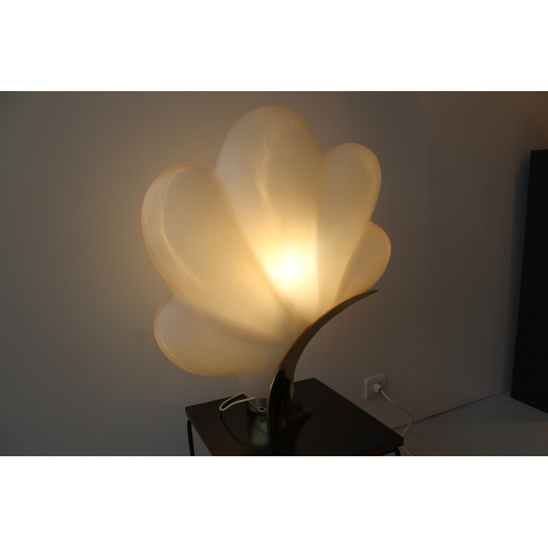 Vintage white lamp in bronze - 1970s