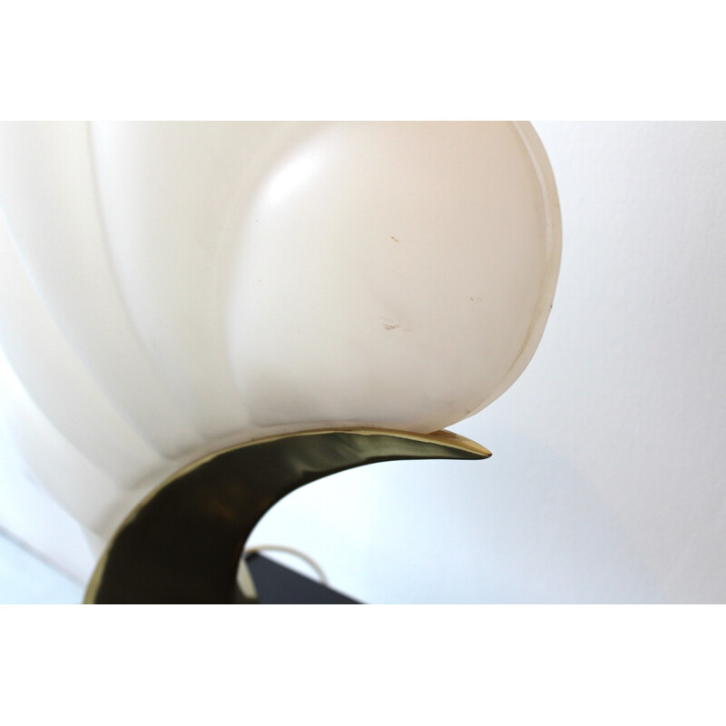 Vintage white lamp in bronze - 1970s