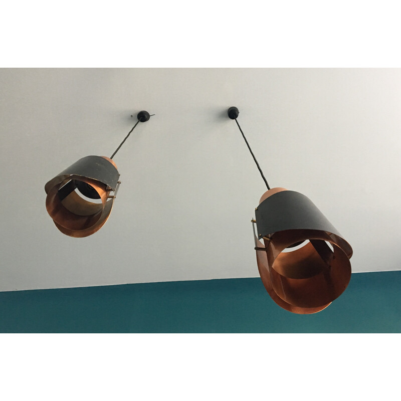 Pair of vintage "Osterport" hanging lamps by Bent Karlby for Lyfa - 1960s 