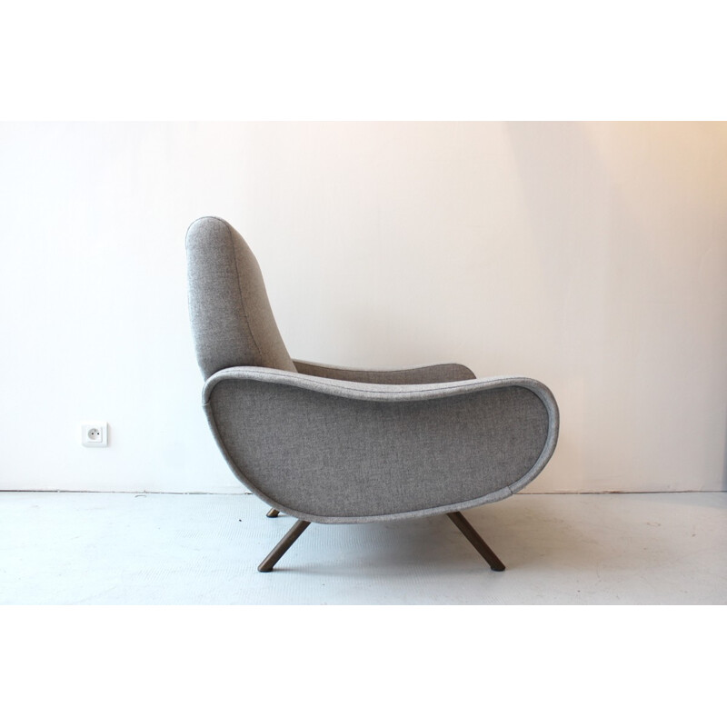 Pair of vintage armchairs in grey fabric by Marco Zanuso - 1950s