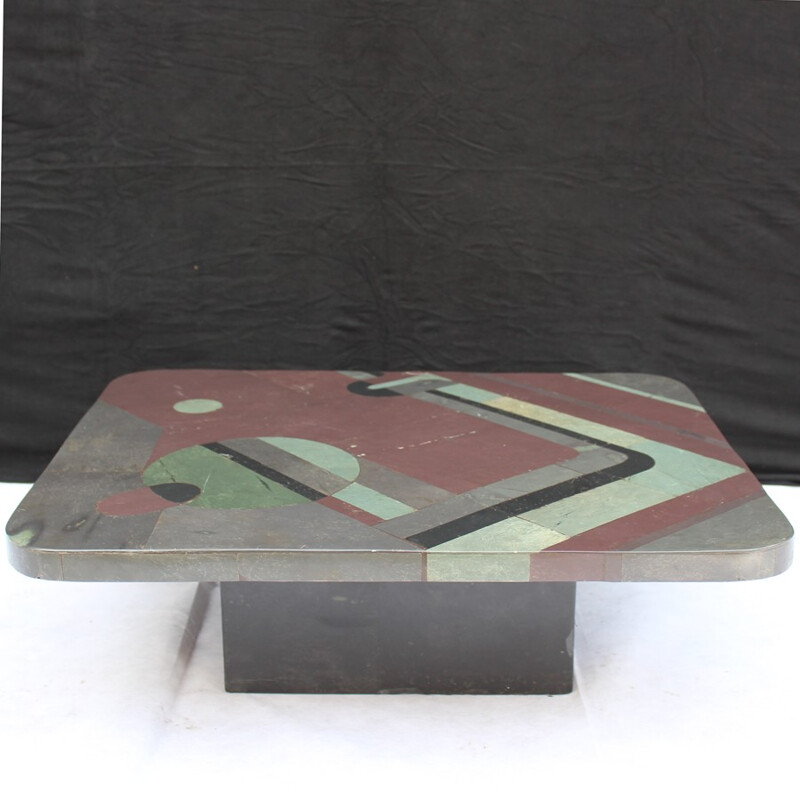 Table basse vintage multi-coloré de Pierre Elie Gardette, 1980