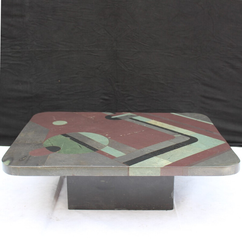 Vintage multi-colored coffee table by Pierre Elie Gardette, 1980