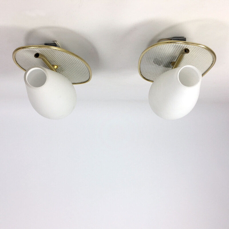 Pair of white vintage wall lamps - 1960s