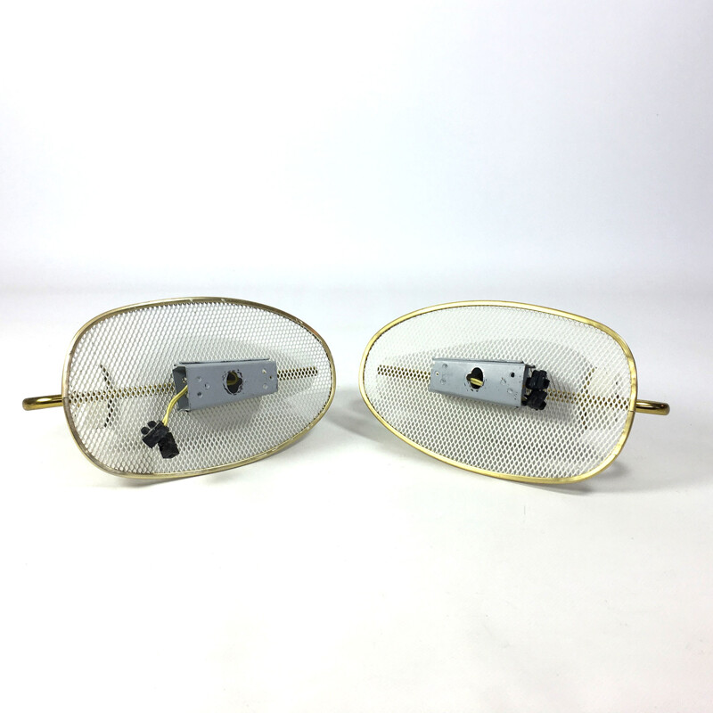 Pair of white vintage wall lamps - 1960s