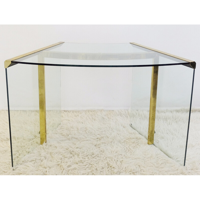 Vintage desk in glass by Gallotti and Radice - 1970s