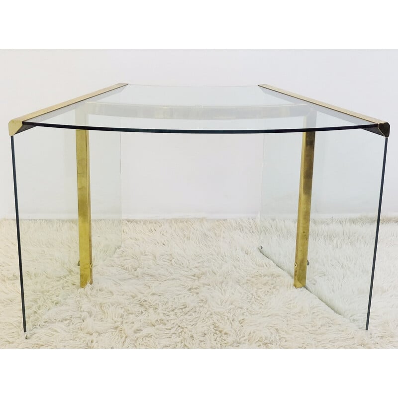 Vintage desk in glass by Gallotti and Radice - 1970s