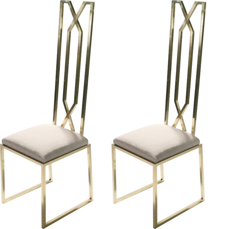 Pair of brass chairs by Willy Rizzo for Jansen - 1970