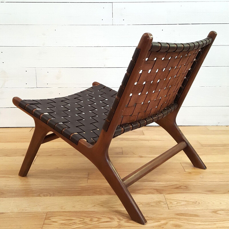 Pair of Scandinavian armchairs with their ottomans - 1960s