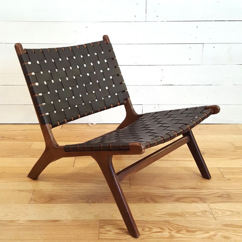 Pair of Scandinavian armchairs with their ottomans - 1960s