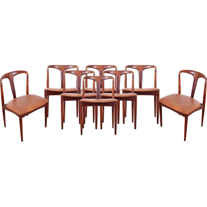 Set of 8 Julia Scandinavian rosewood chairs by J. Andersen - 1960s