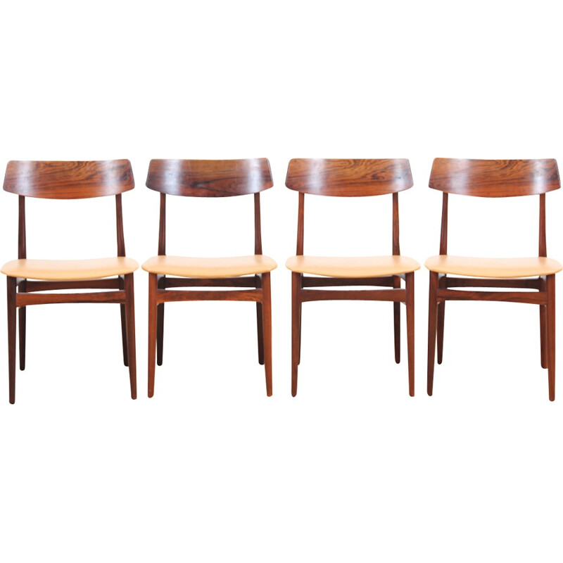 Suite de 4 chaises vintage en palissandre de Rio - 1960