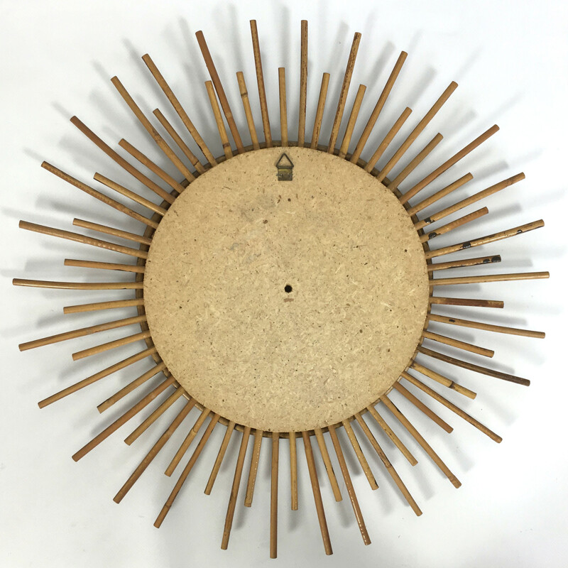 Vintage rattan sun mirror - 1960s