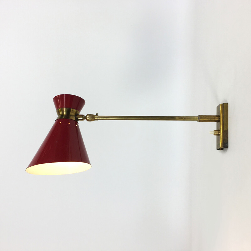 Diabolo red wall lamp, France - 1950s