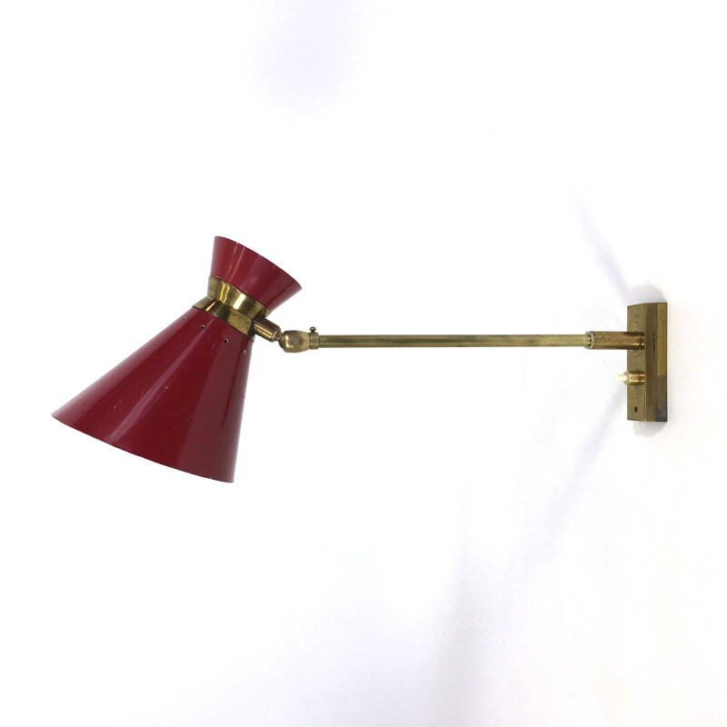 Diabolo red wall lamp, France - 1950s