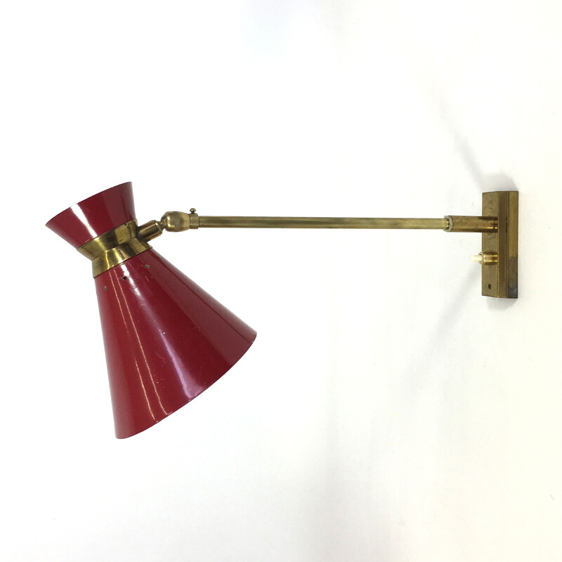 Diabolo red wall lamp, France - 1950s