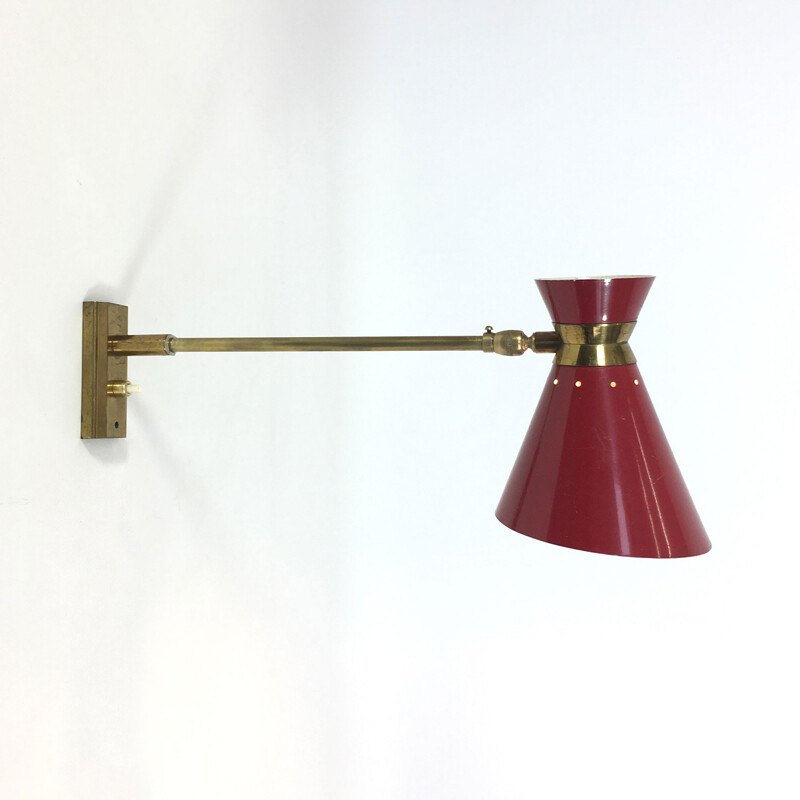 Diabolo red wall lamp, France - 1950s