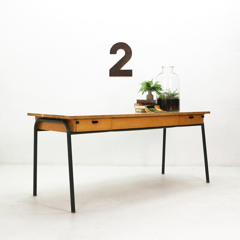 School desk in formica and wood, Germany - 1960s