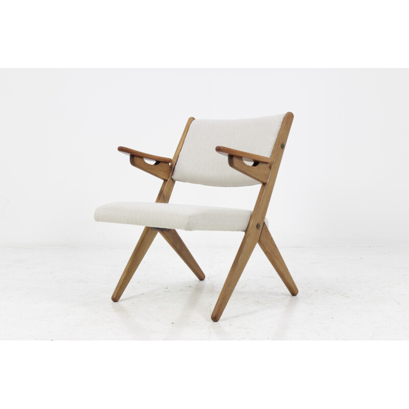 Danish vintage white easychair in teak - 1960s