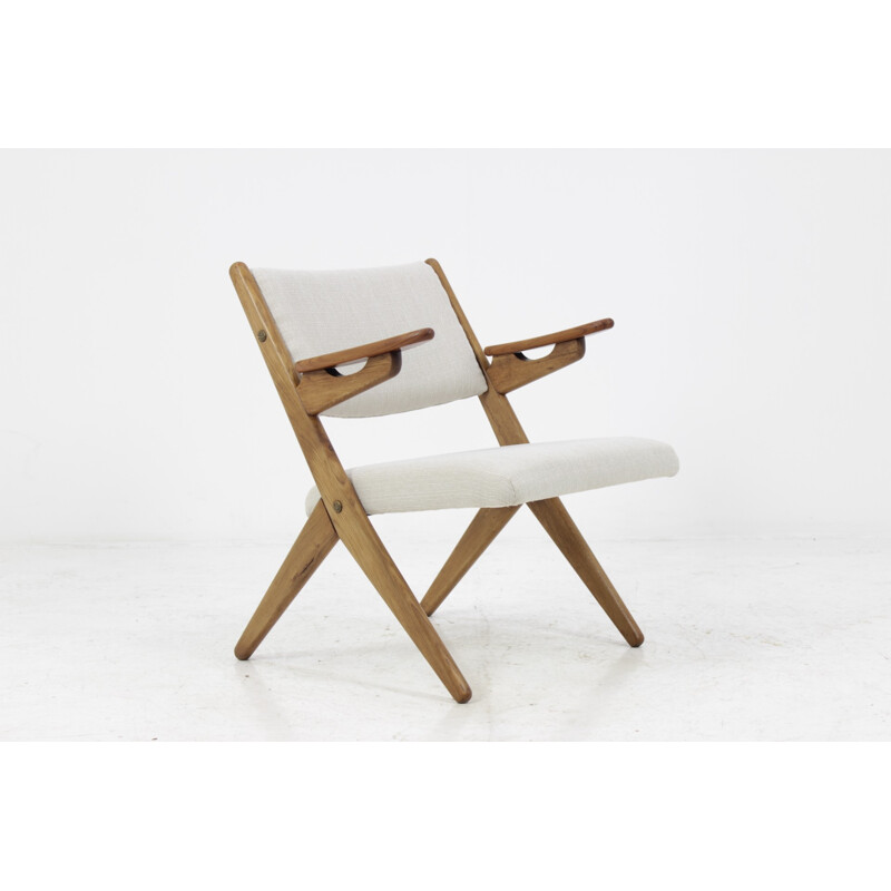 Danish vintage white easychair in teak - 1960s