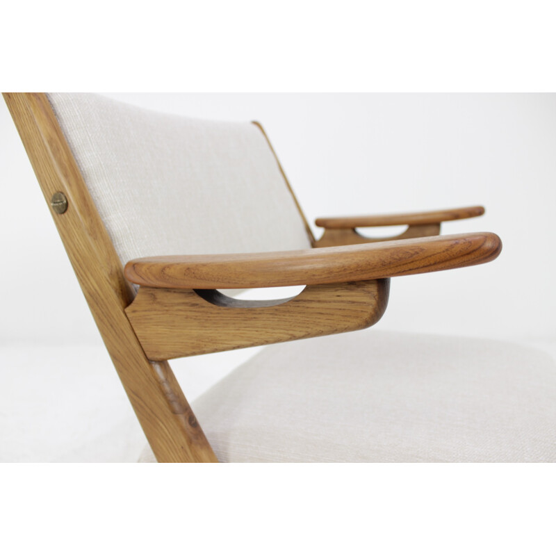 Fauteuil vintage danois blanc en teck - 1960