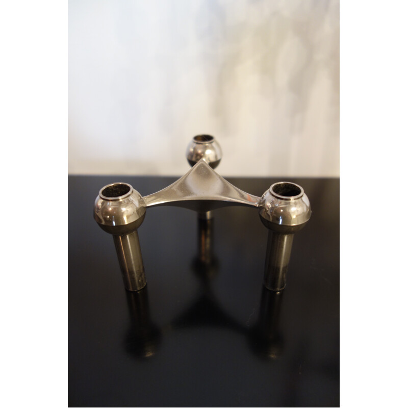 Pair of S22 candleholders with foot by Fritz Nagel & Ceasare Stoffi - 1960s