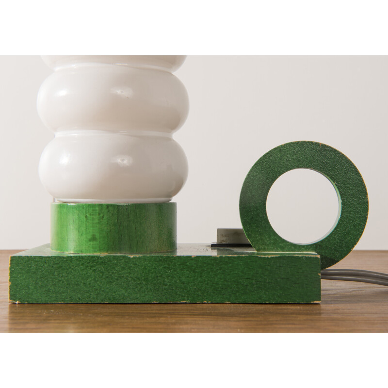 Little tabel vintage lamp in green lacquered wood - 1960s