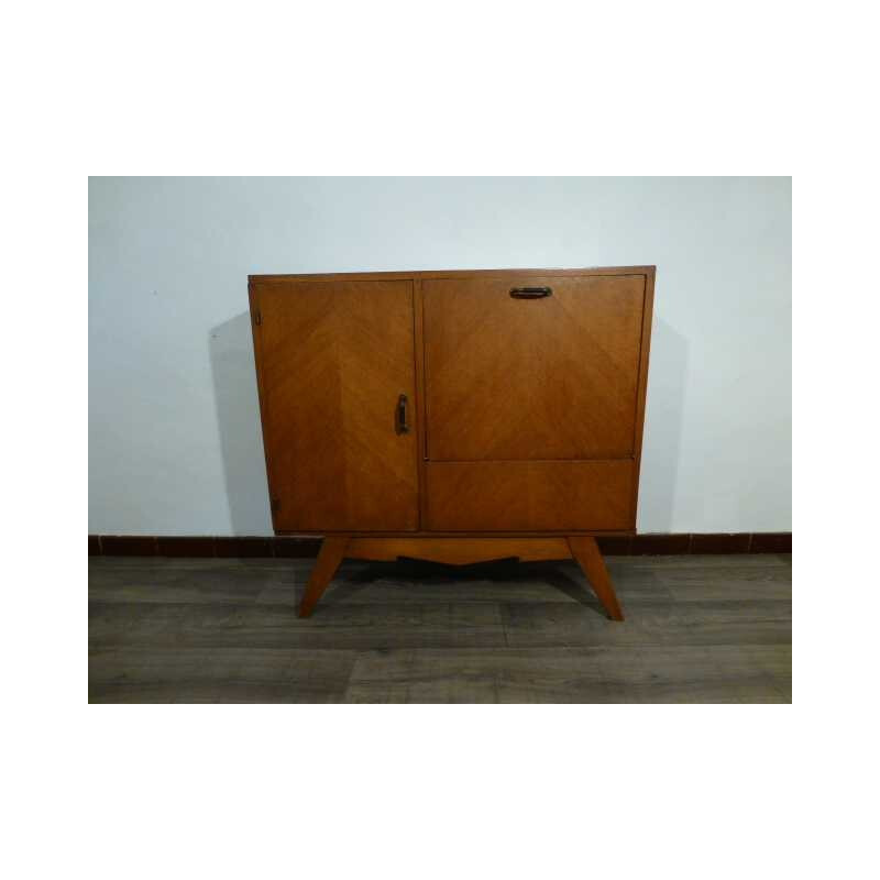 Mid century beech veneer highboard bar - 1950s