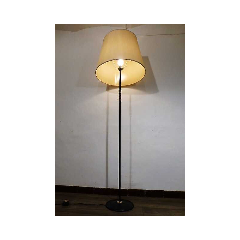 Large vintage metal and golden brass floor lamp- 1960s