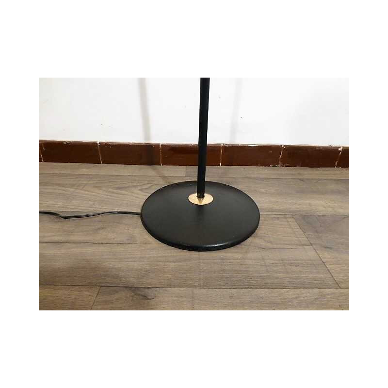 Large vintage metal and golden brass floor lamp- 1960s