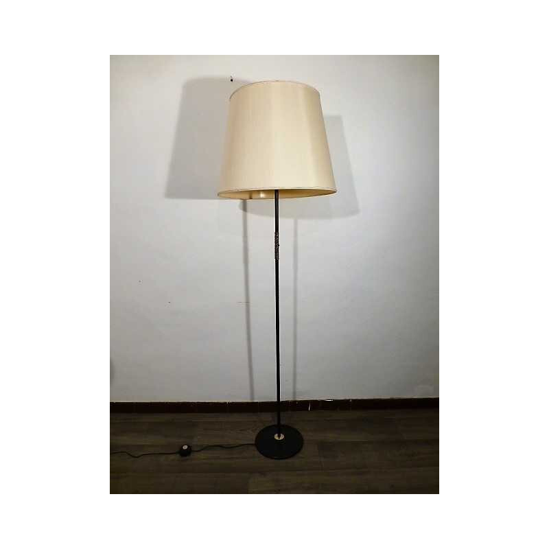 Large vintage metal and golden brass floor lamp- 1960s