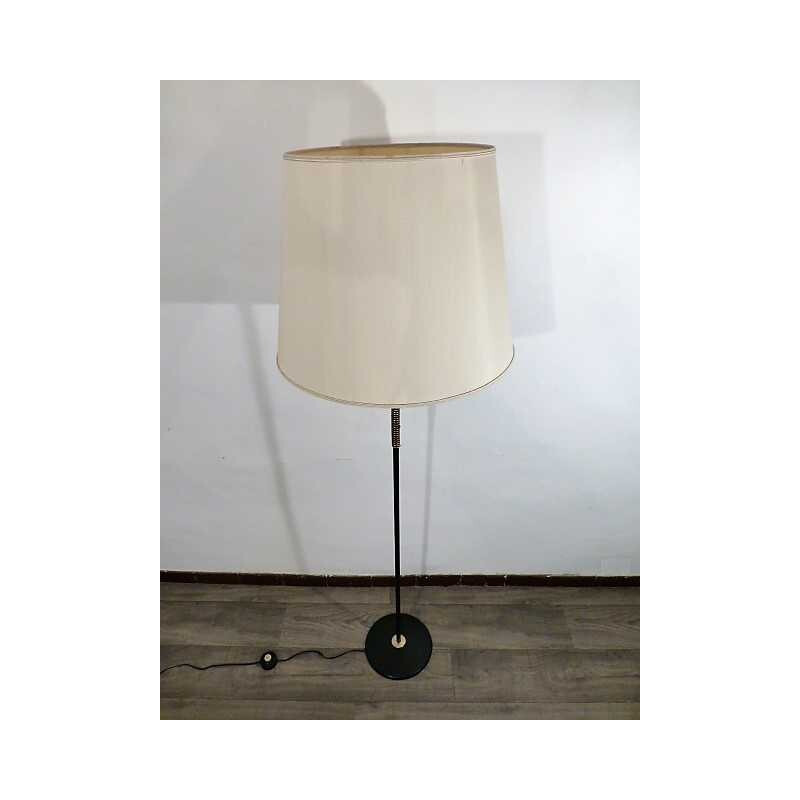 Large vintage metal and golden brass floor lamp- 1960s