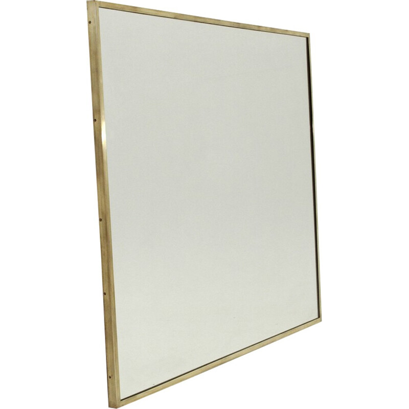 Italian rectangular brass frame mirror - 1950s