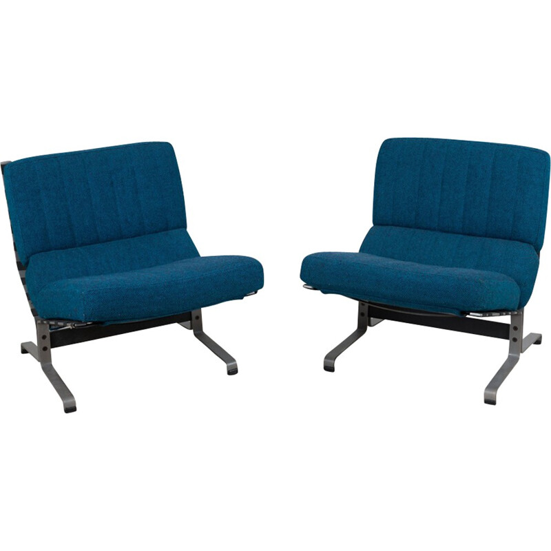 Pair of low chair by Etienne Fermigier, Ed meuble et Fonction - 1970s