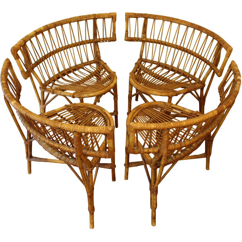 French vintage rattan chairs - 1950s