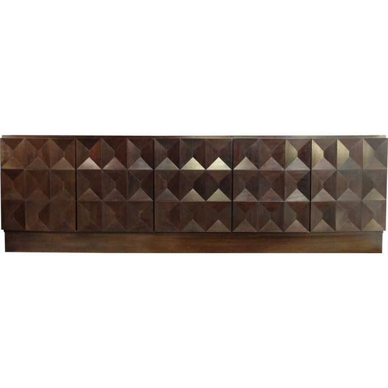 Graphic vintage sideboard in wood - 1970s