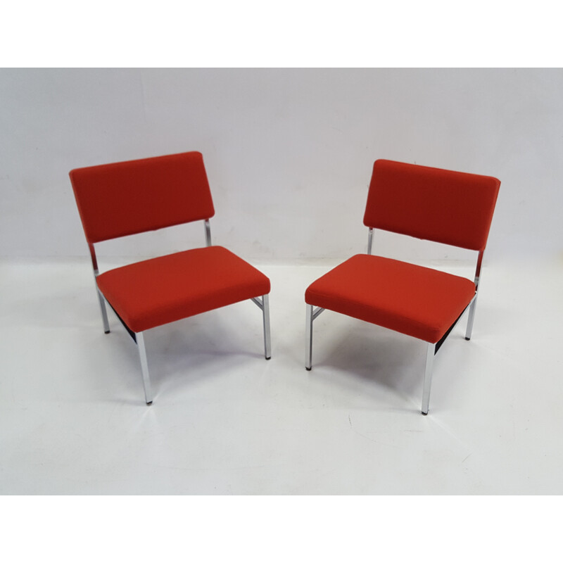 A pair of fabrics kvadrat and chromed low chairs - 1970