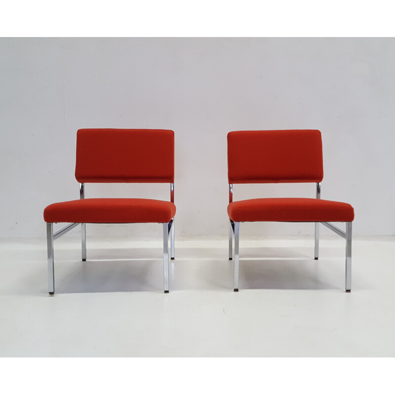 A pair of fabrics kvadrat and chromed low chairs - 1970