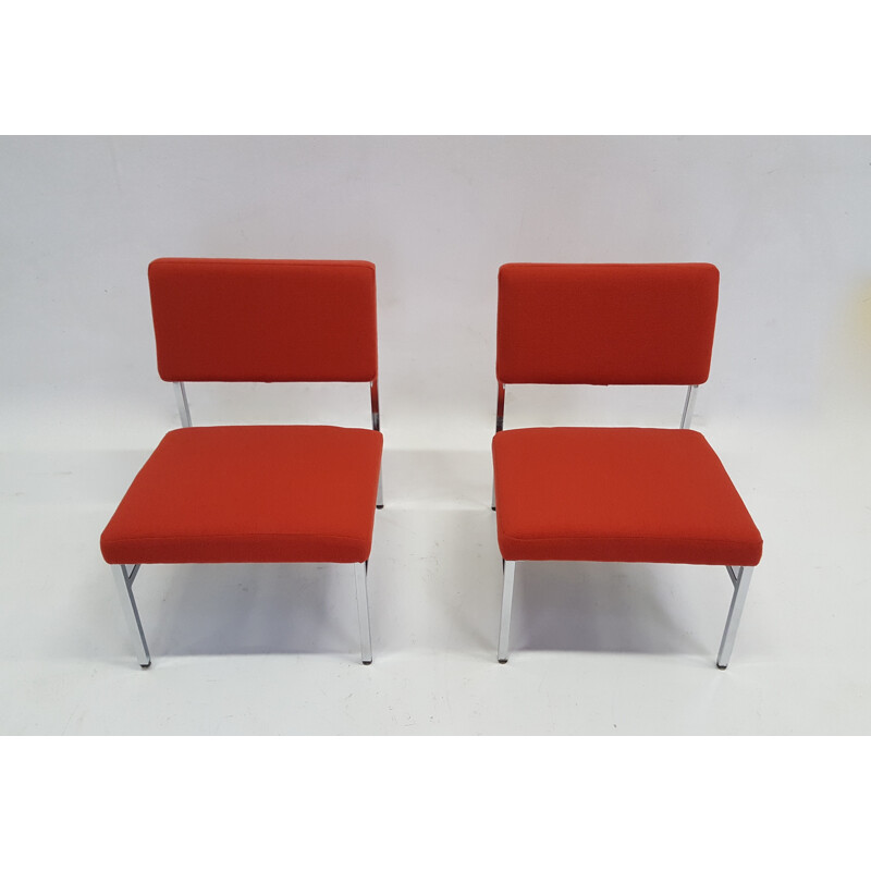 A pair of fabrics kvadrat and chromed low chairs - 1970