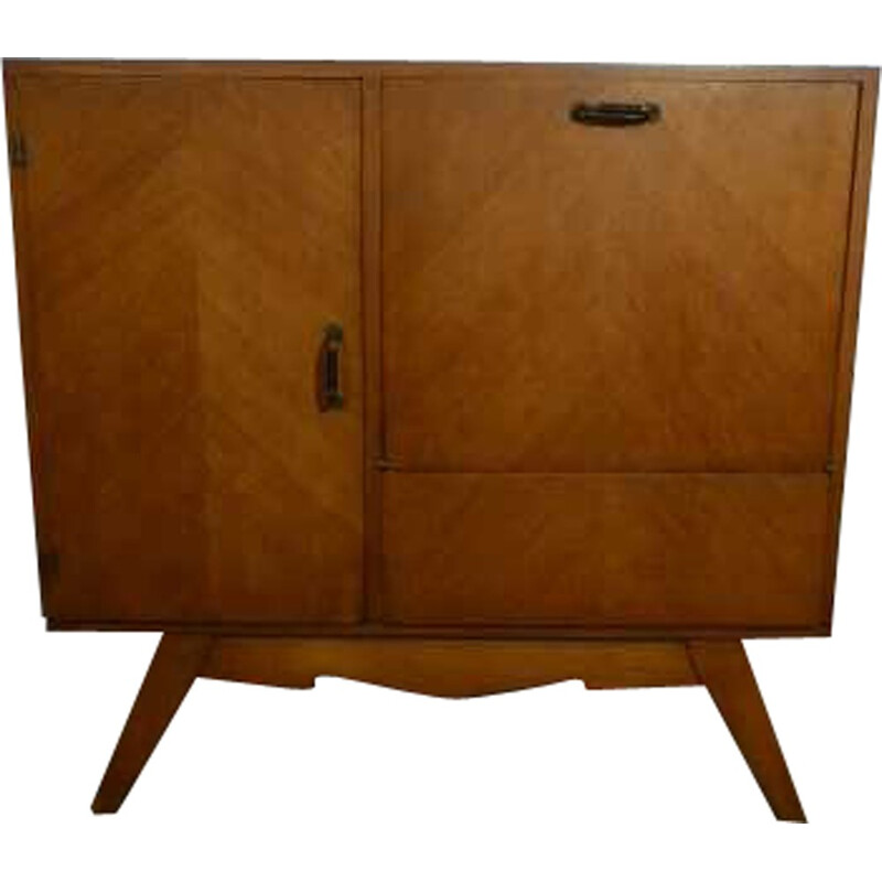 Mid century beech veneer highboard bar - 1950s