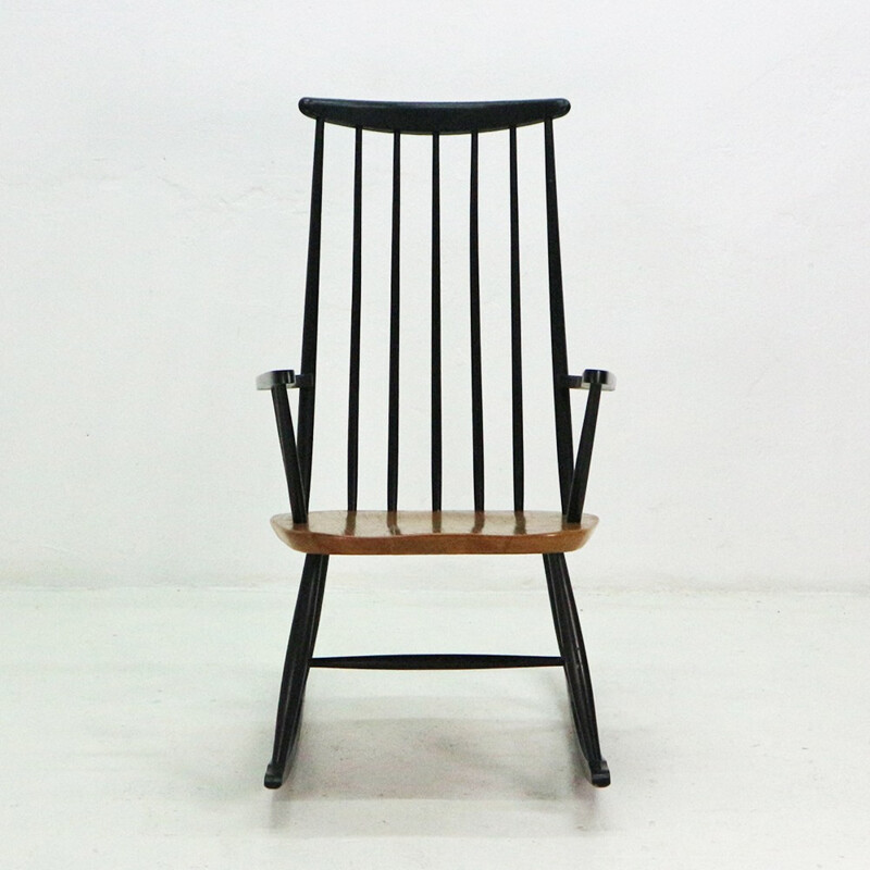 Vintage black walnut rocking chair - 1960s