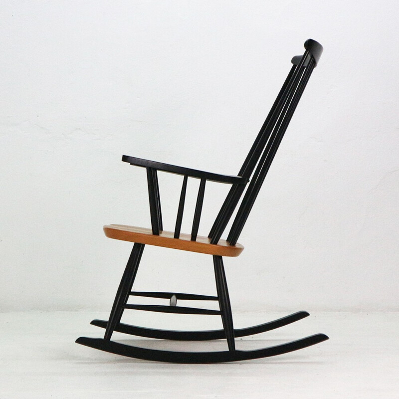 Vintage black walnut rocking chair - 1960s