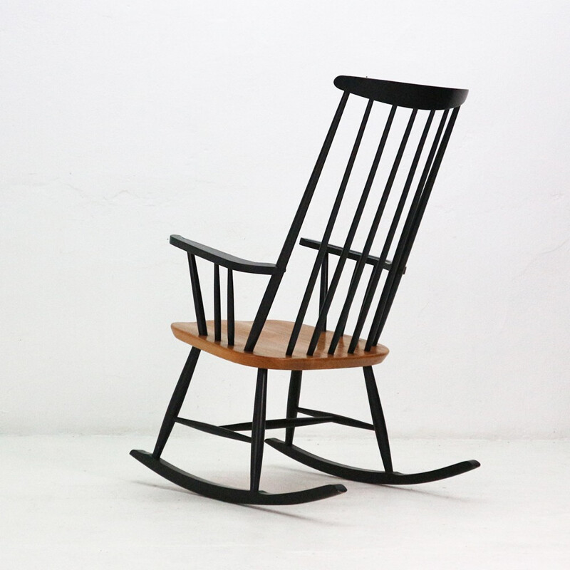 Vintage black walnut rocking chair - 1960s