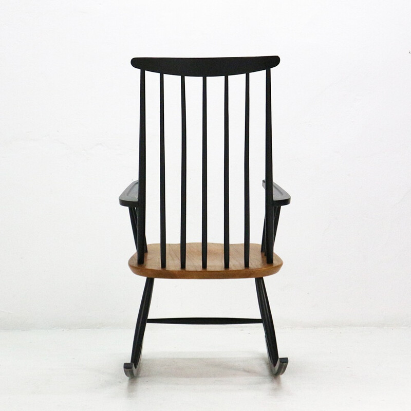 Vintage black walnut rocking chair - 1960s