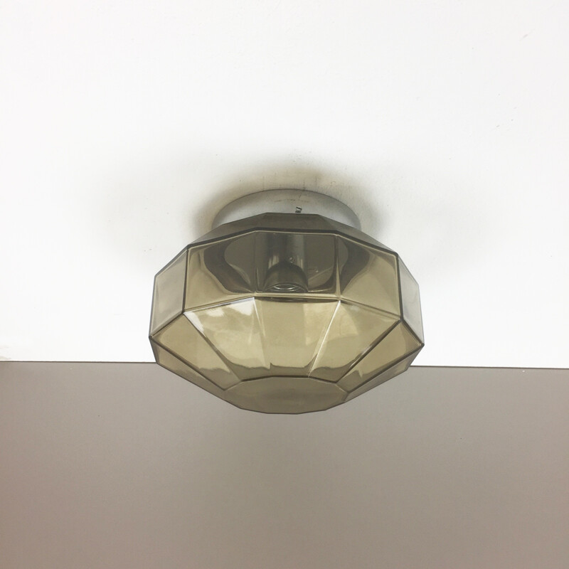 Lámpara de techo vintage de cristal diamantado de Glashütte Limburg, Alemania 1970