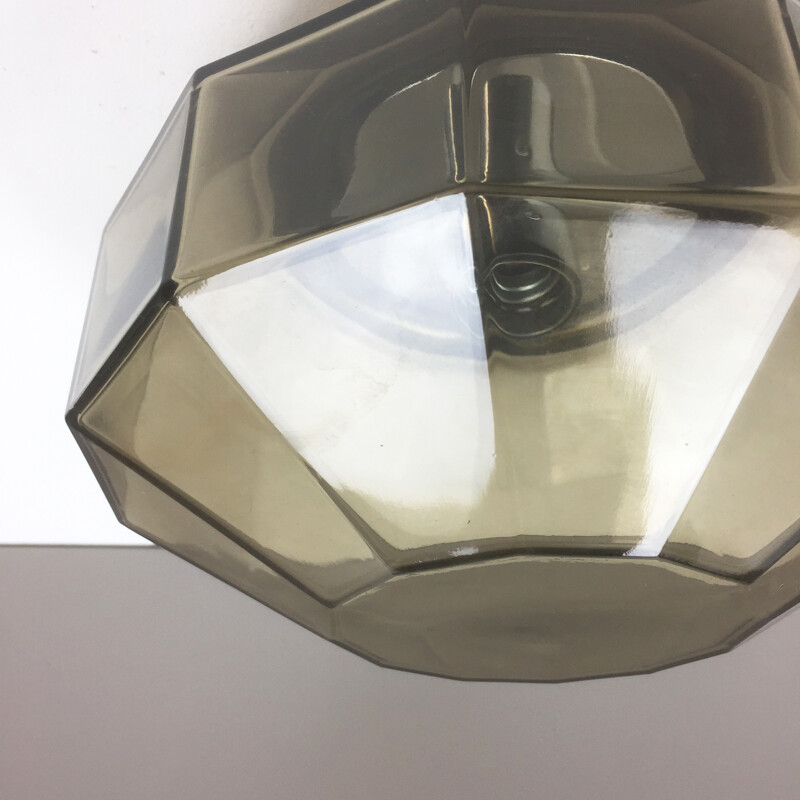 Lámpara de techo vintage de cristal diamantado de Glashütte Limburg, Alemania 1970