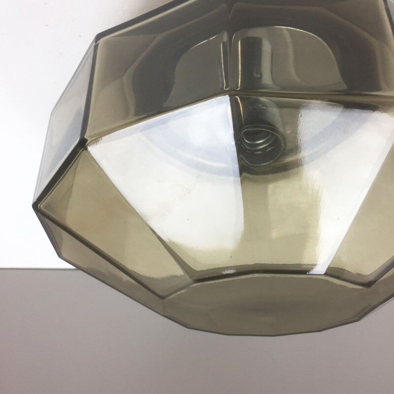 Vintage glazen plafondlamp van Glashütte Limburg, Duitsland 1970